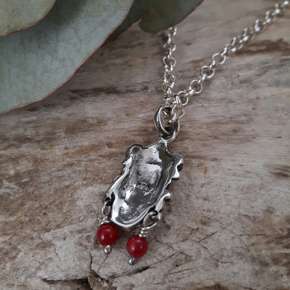 Catrina Skull Silver & Red Pendant