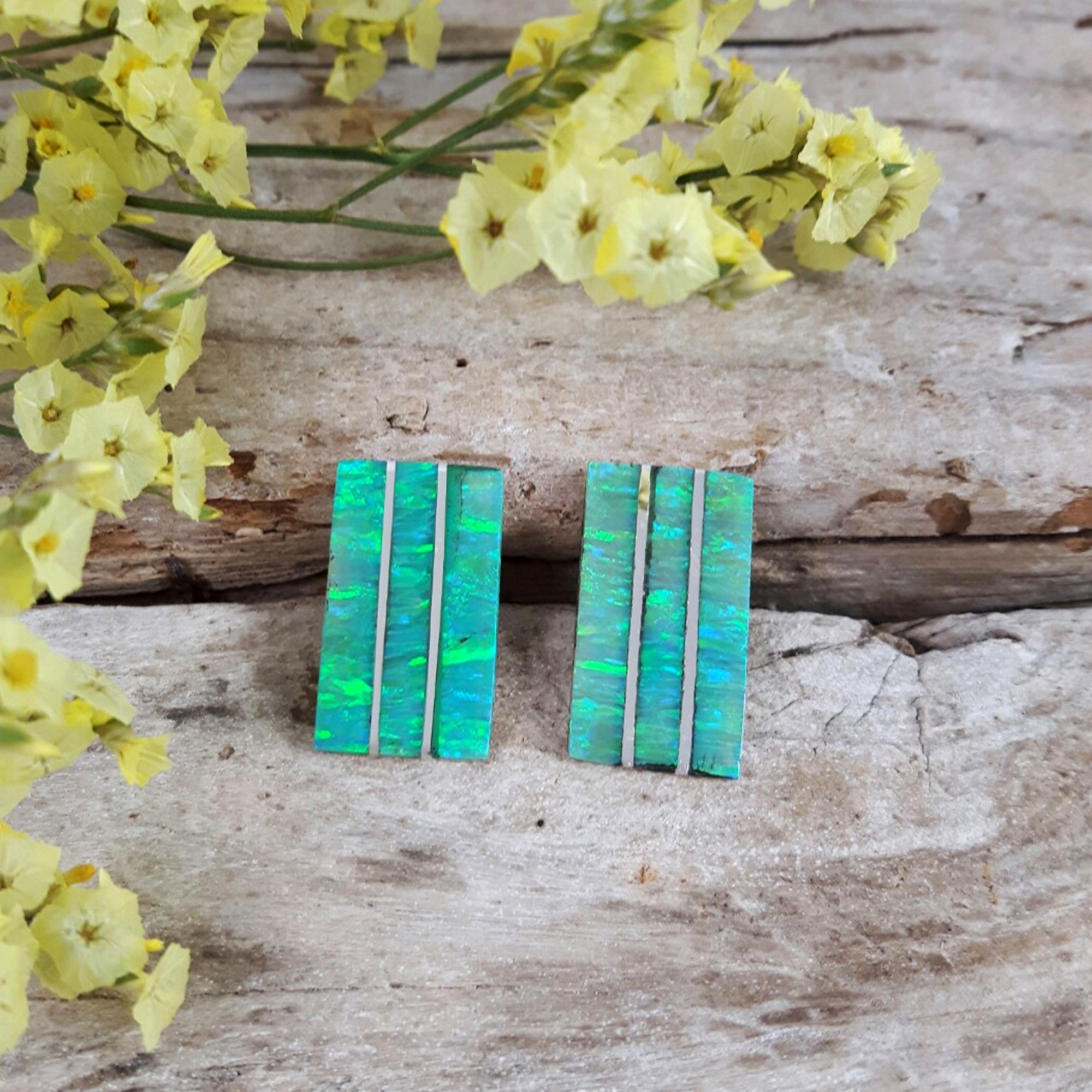 Flinder Nouveau Green Stud Earring