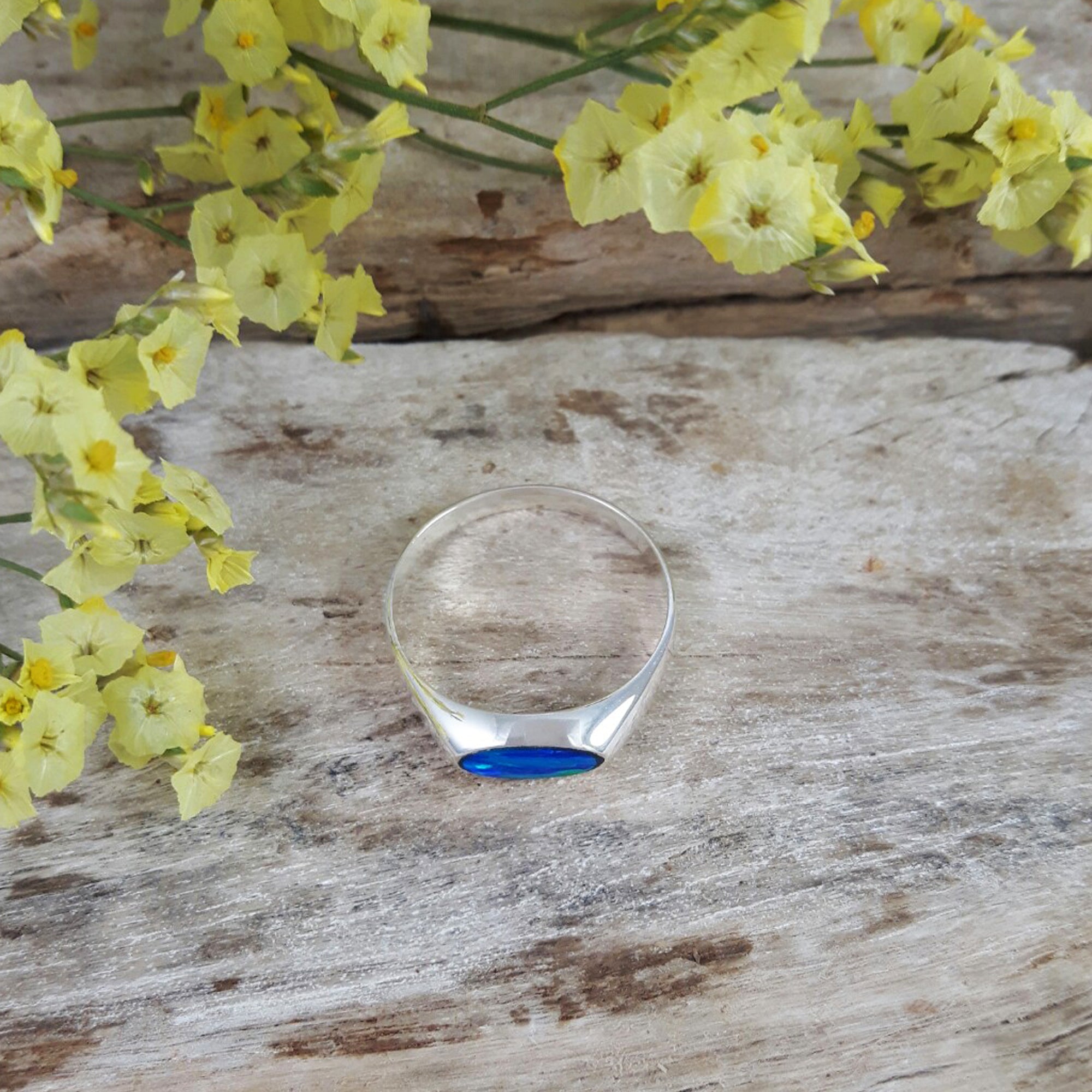 Flinder Signet Oval Blue Ring