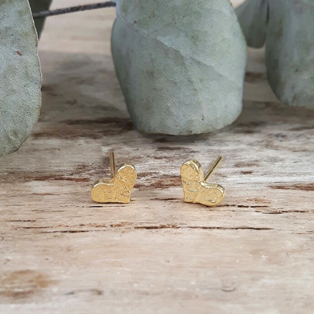 Foresta Tiny Heart Gold Stud Earrings