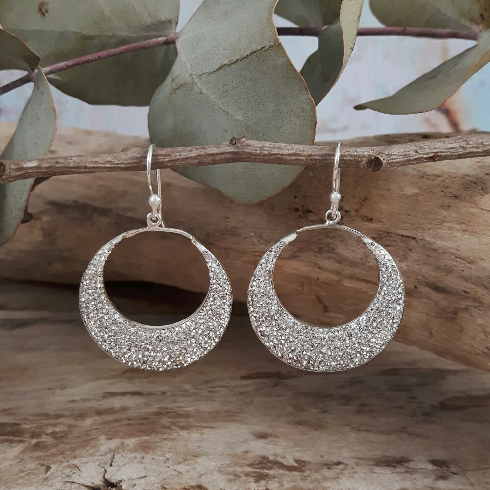 Gala Hoop Glitz White Drop Earrings