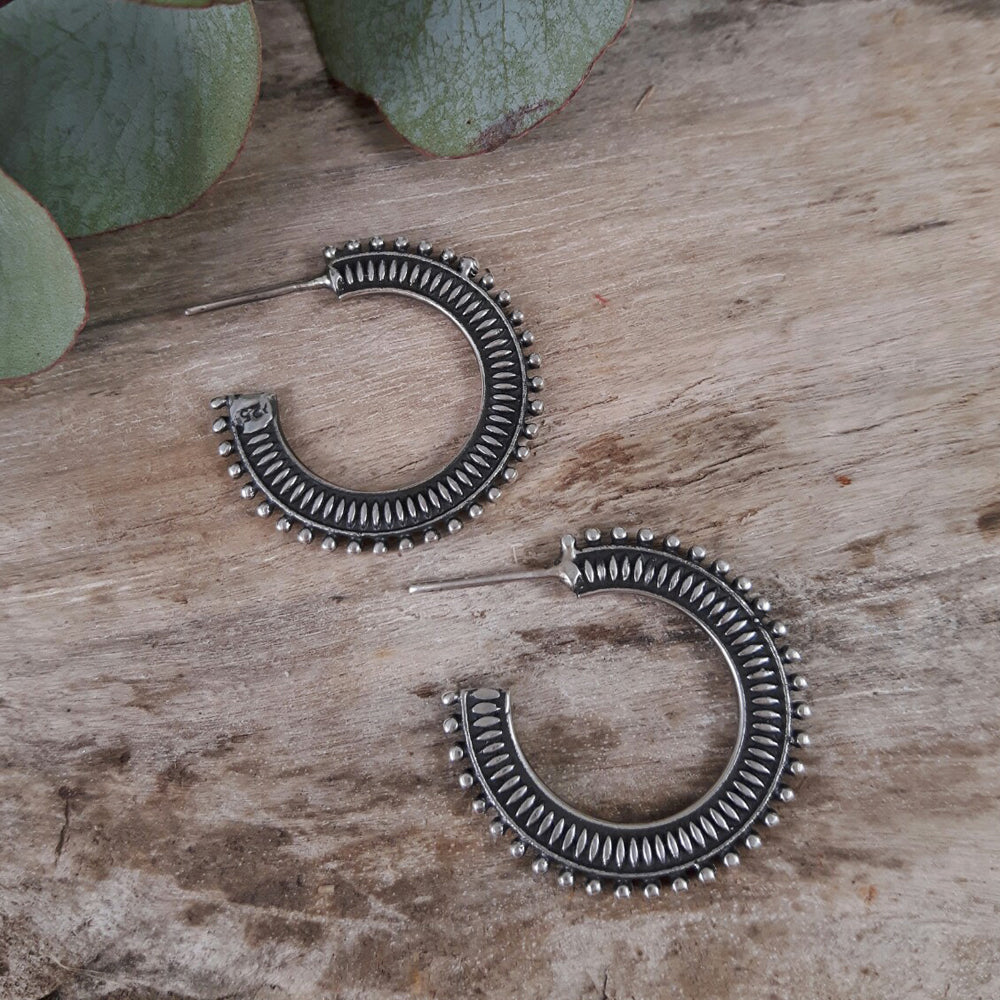 Kezia Oxidised Hoop Earrings