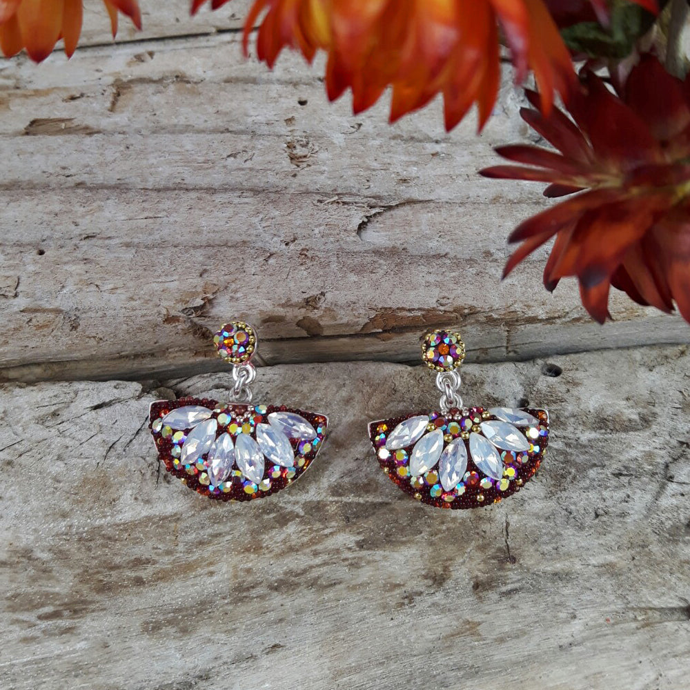 Allegra Crescent Berry Daisy White Earrings