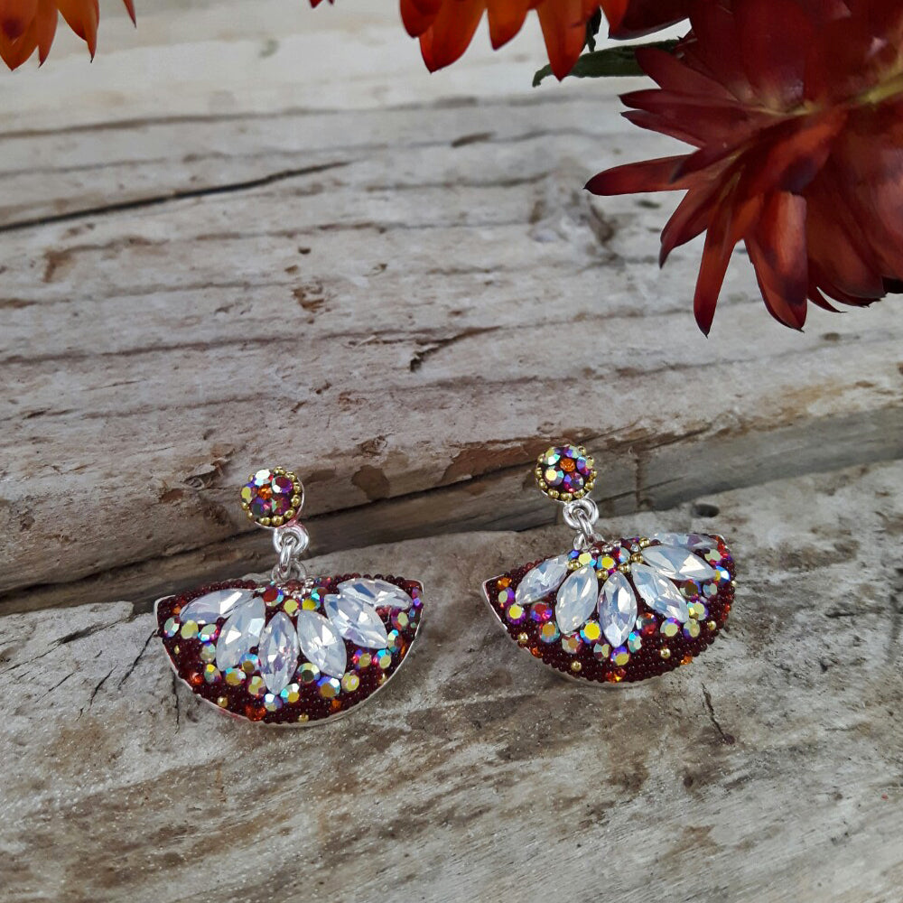 Allegra Crescent Berry Daisy White Earrings