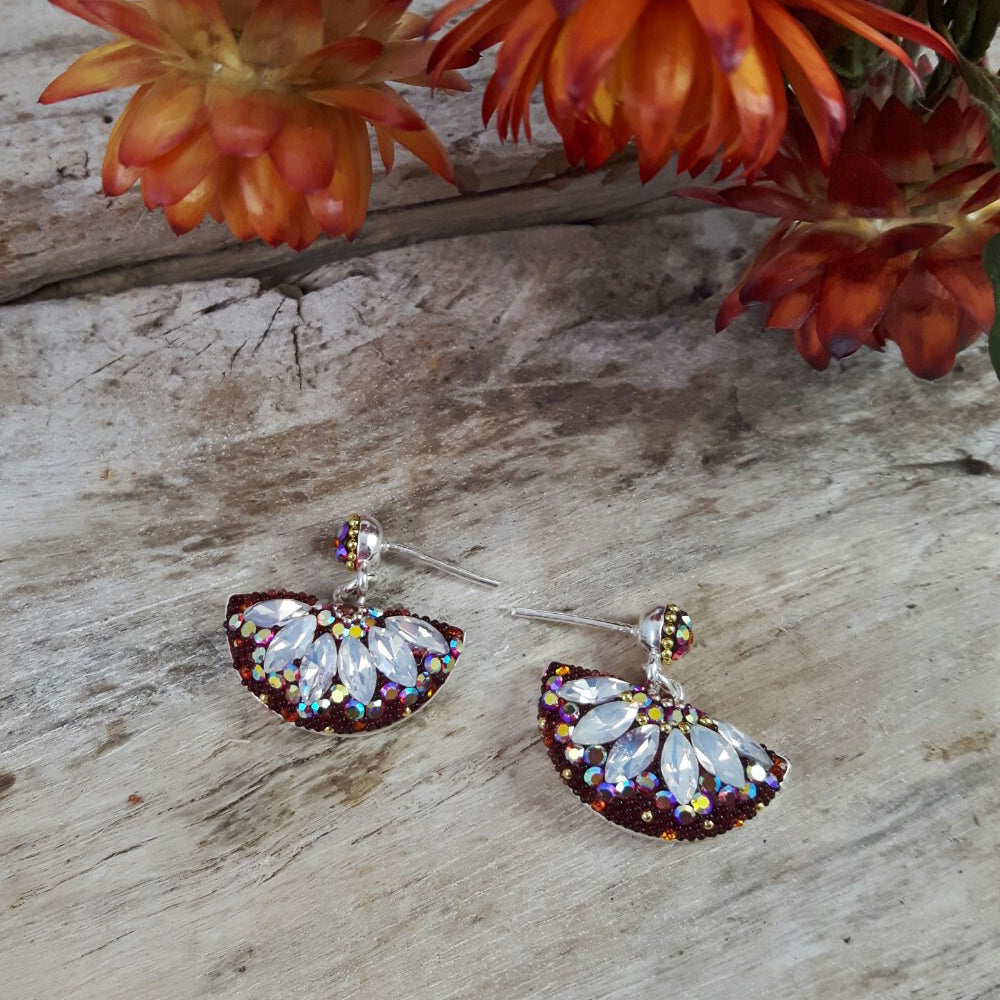 Allegra Crescent Berry Daisy White Earrings