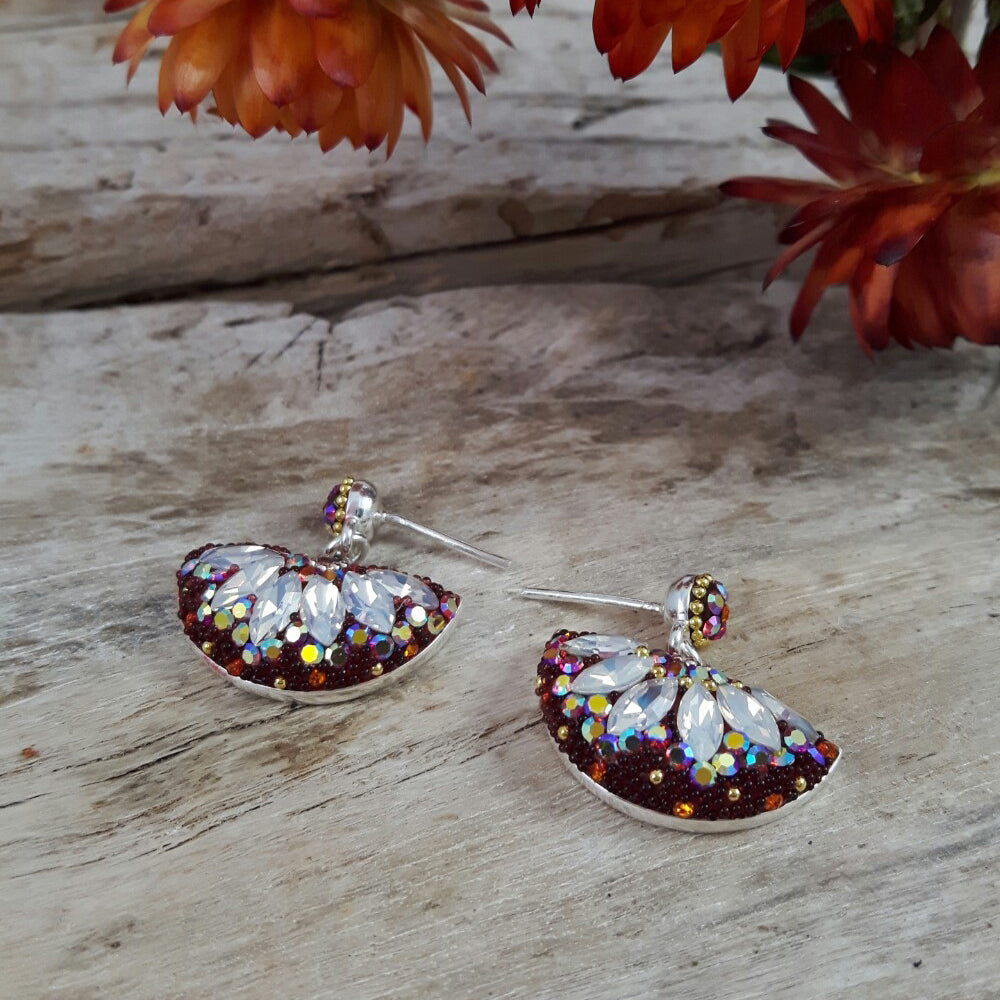 Allegra Crescent Berry Daisy White Earrings