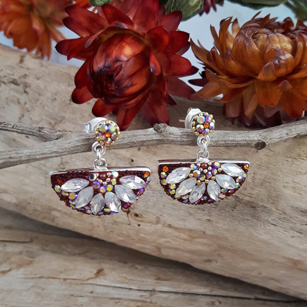 Allegra Crescent Berry Daisy White Earrings