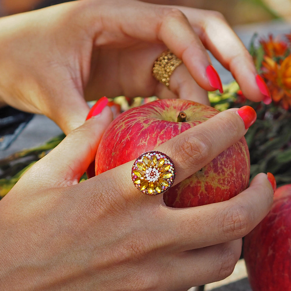 Allegra Flower Berry Daisy Adjustable Ring