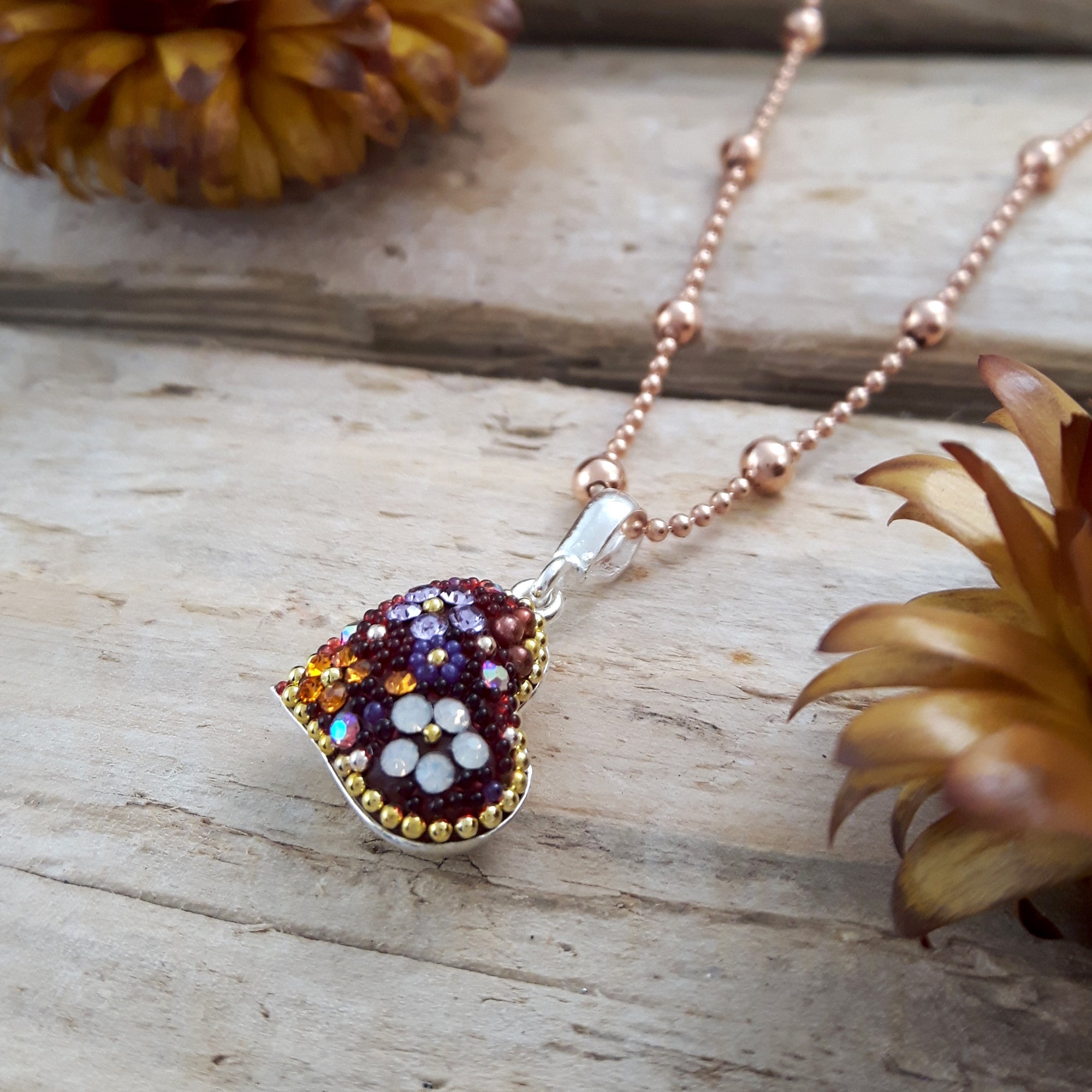 Allegra Tutti Frutti Berry Daisy Heart Pendant