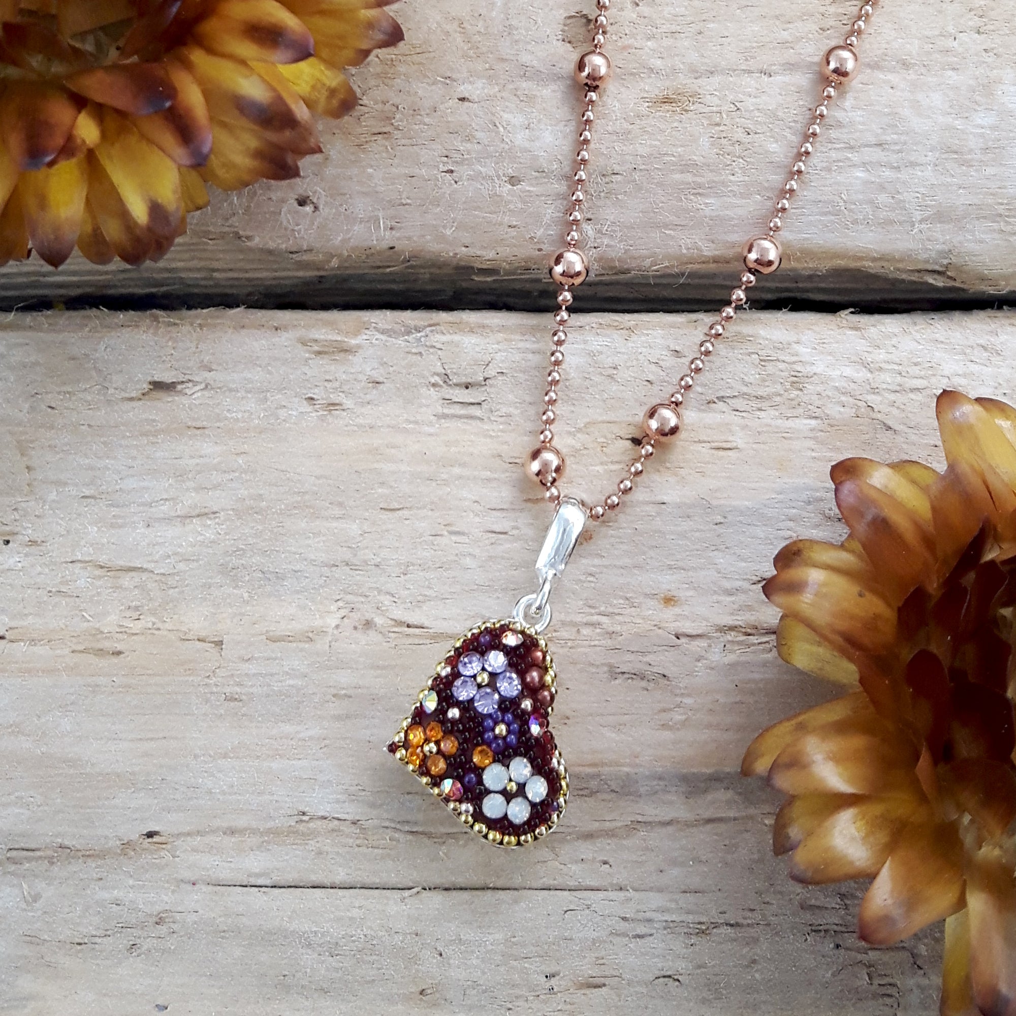 Allegra Tutti Frutti Berry Daisy Heart Pendant