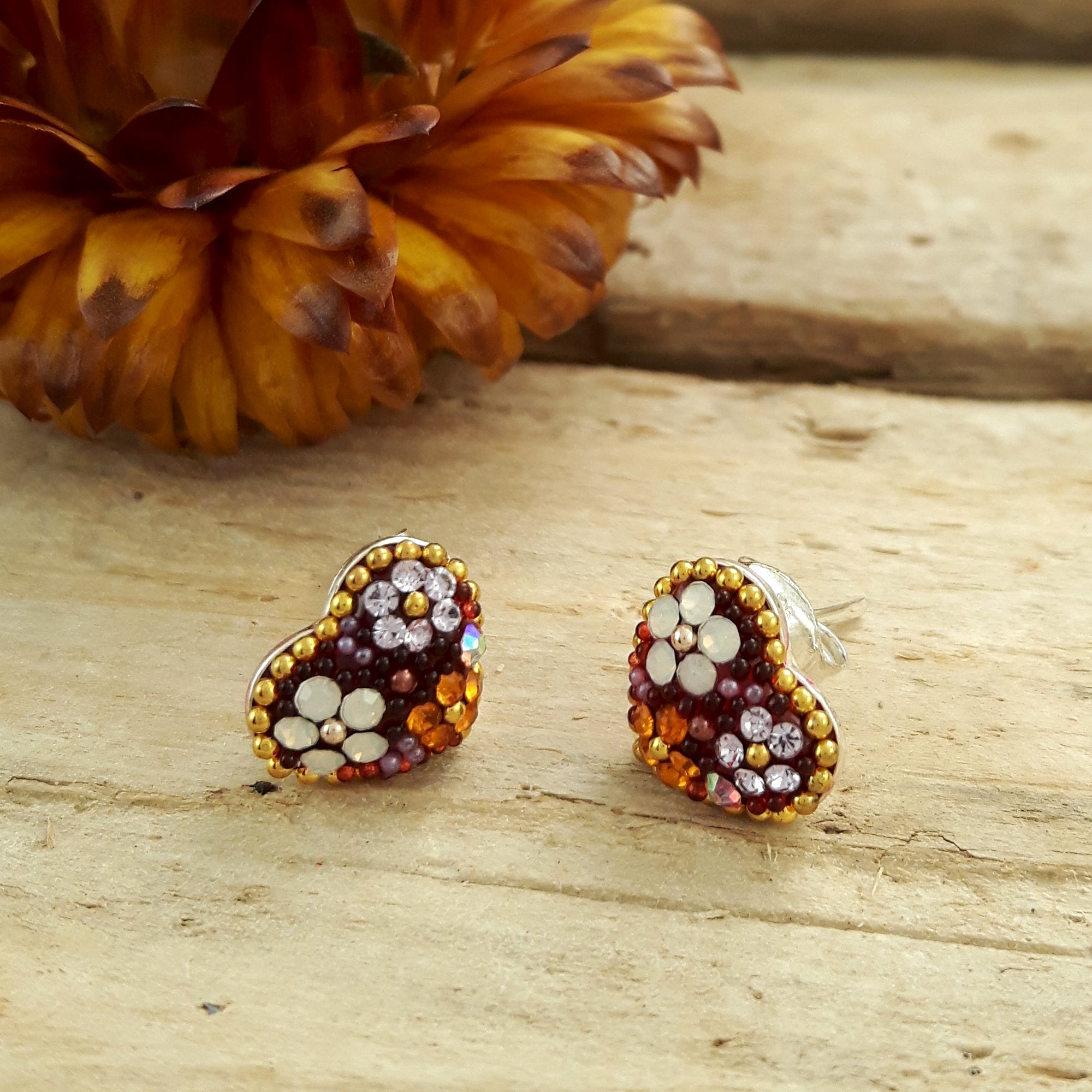 Allegra Heart Berry Daisy Studs