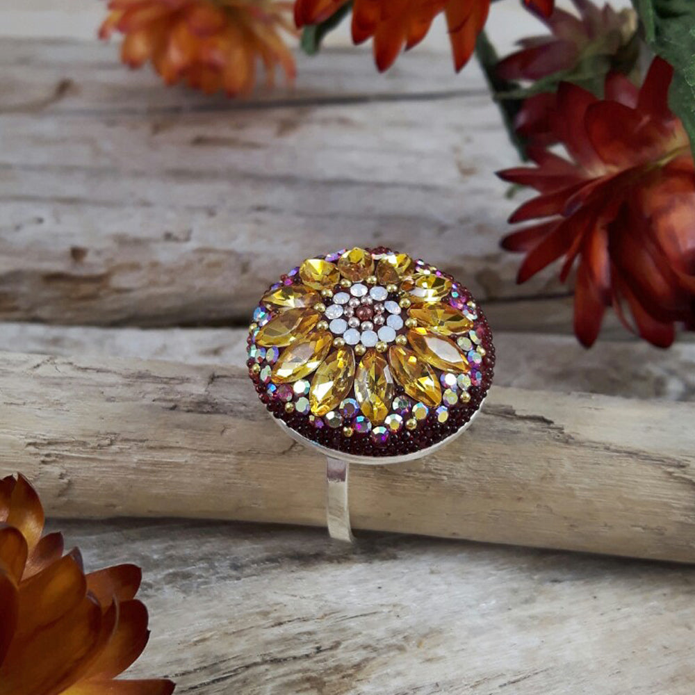 Allegra Flower Berry Daisy Adjustable Ring