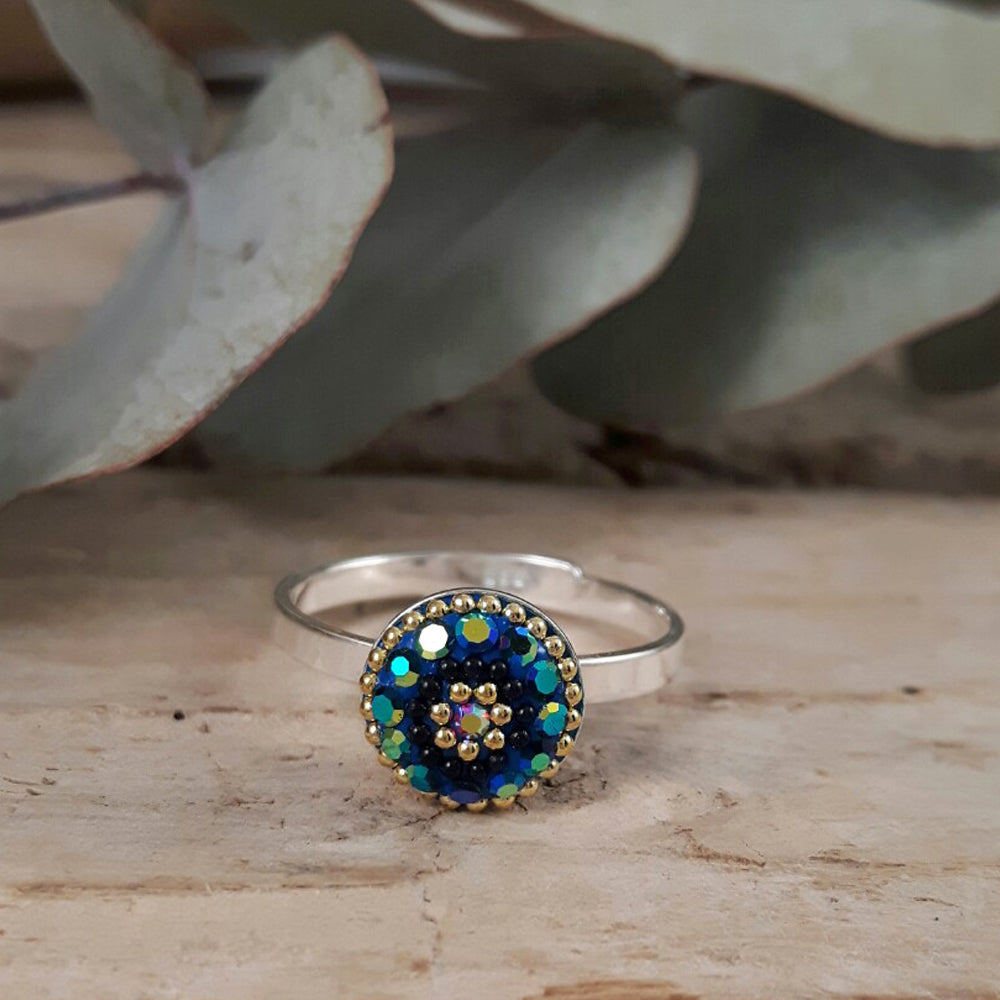 Allegra Round Iridescent Mini Adjustable Ring