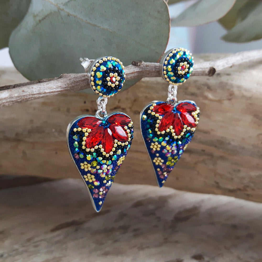 Allegra Iridescent Heart Double Drop Earrings