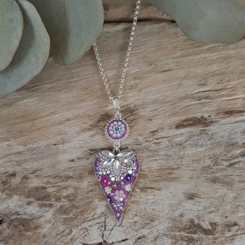 Allegra Lilac Dream Double Drop Heart Pendant