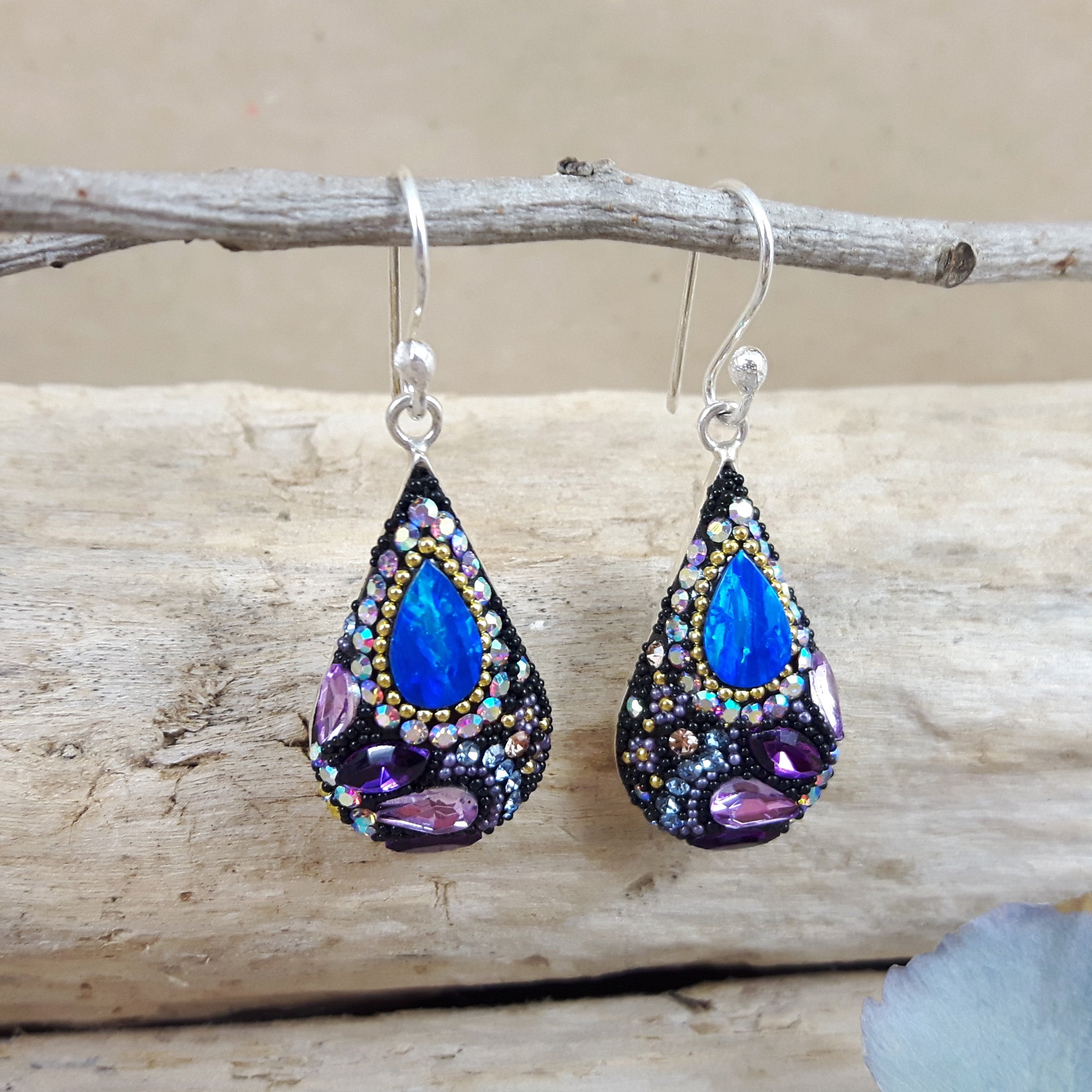 Allegra Purple Shimmer Drop Earrings