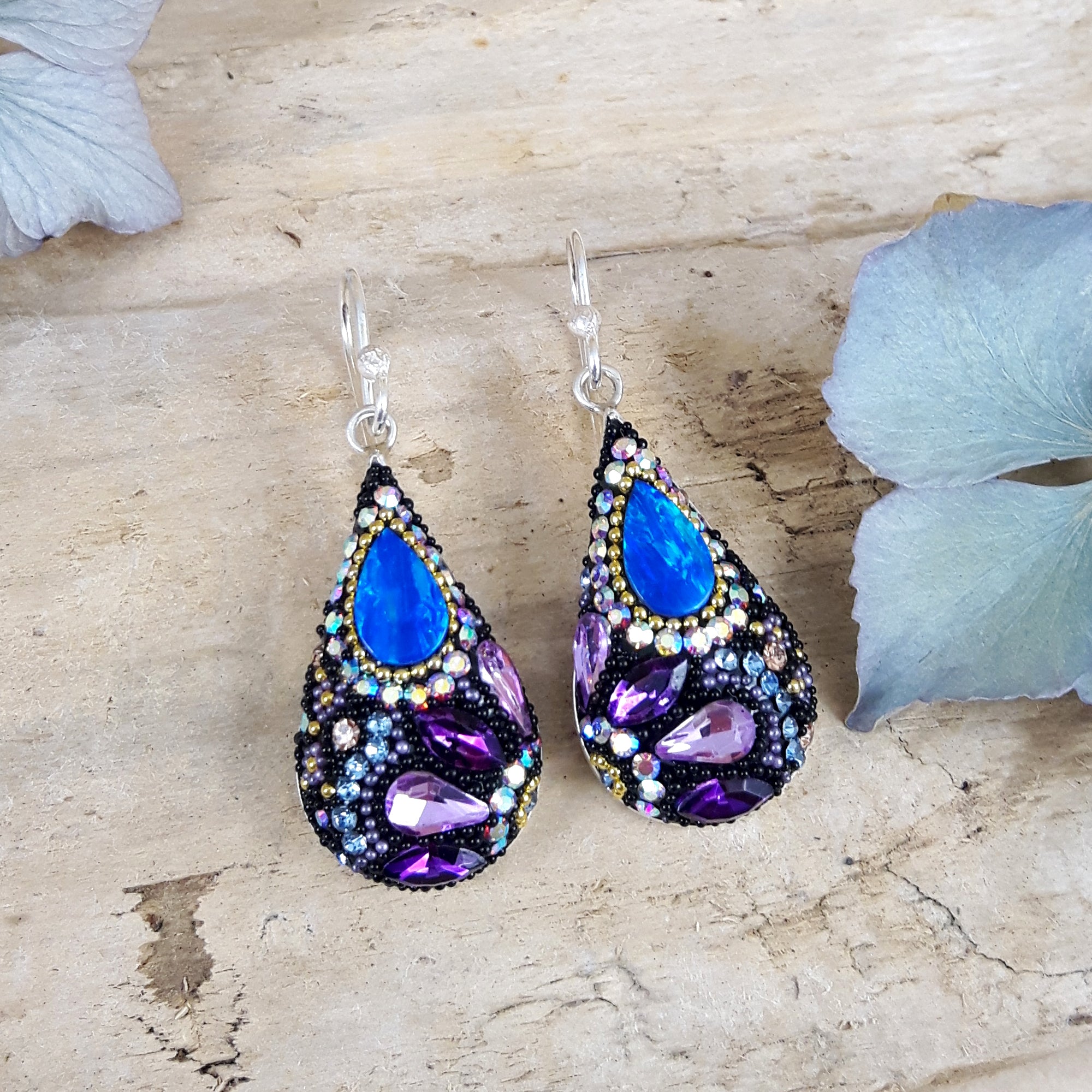 Allegra Purple Shimmer Drop Earrings