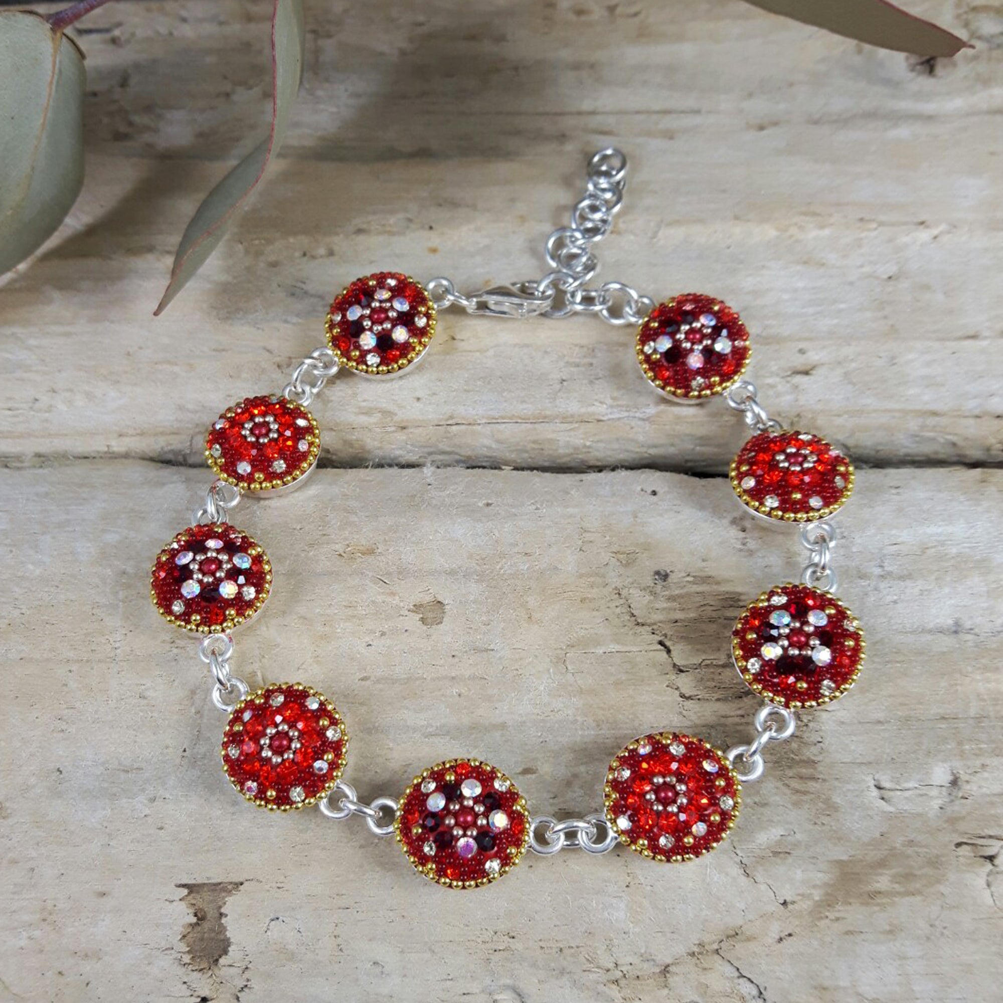 Allegra Round Red Daisy Bracelet