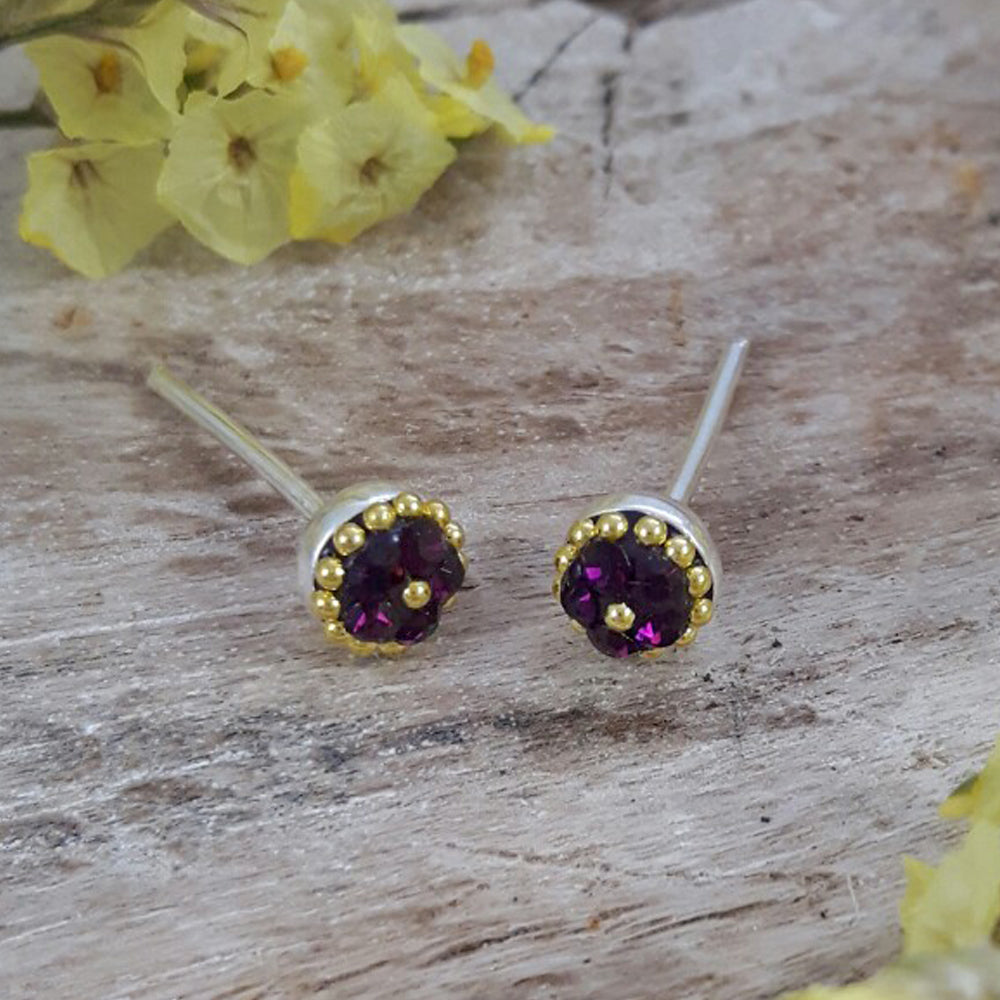 Allegra Amethyst Tiny Stud Earrings