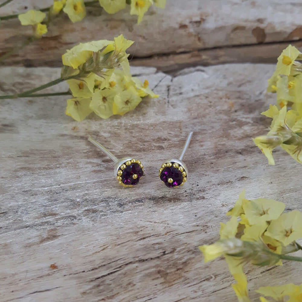 Allegra Amethyst Tiny Stud Earrings