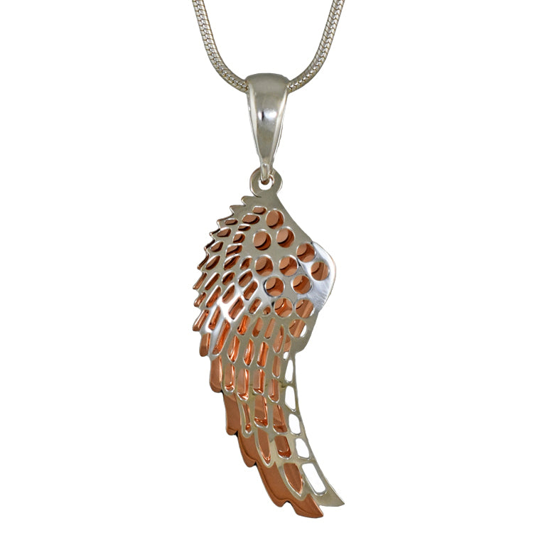 Celtic Angel Wing Silver & Copper Pendant