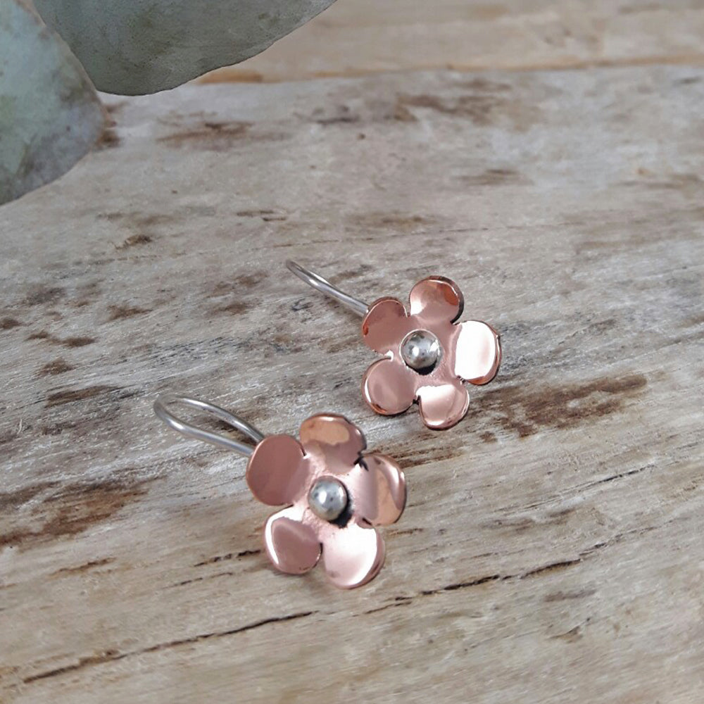 Flora Blossom Copper Flower Drop Earrings