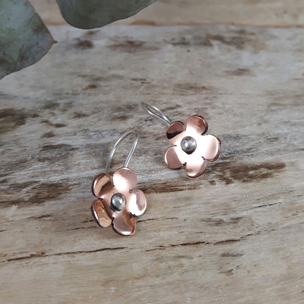 Flora Blossom Copper Flower Drop Earrings