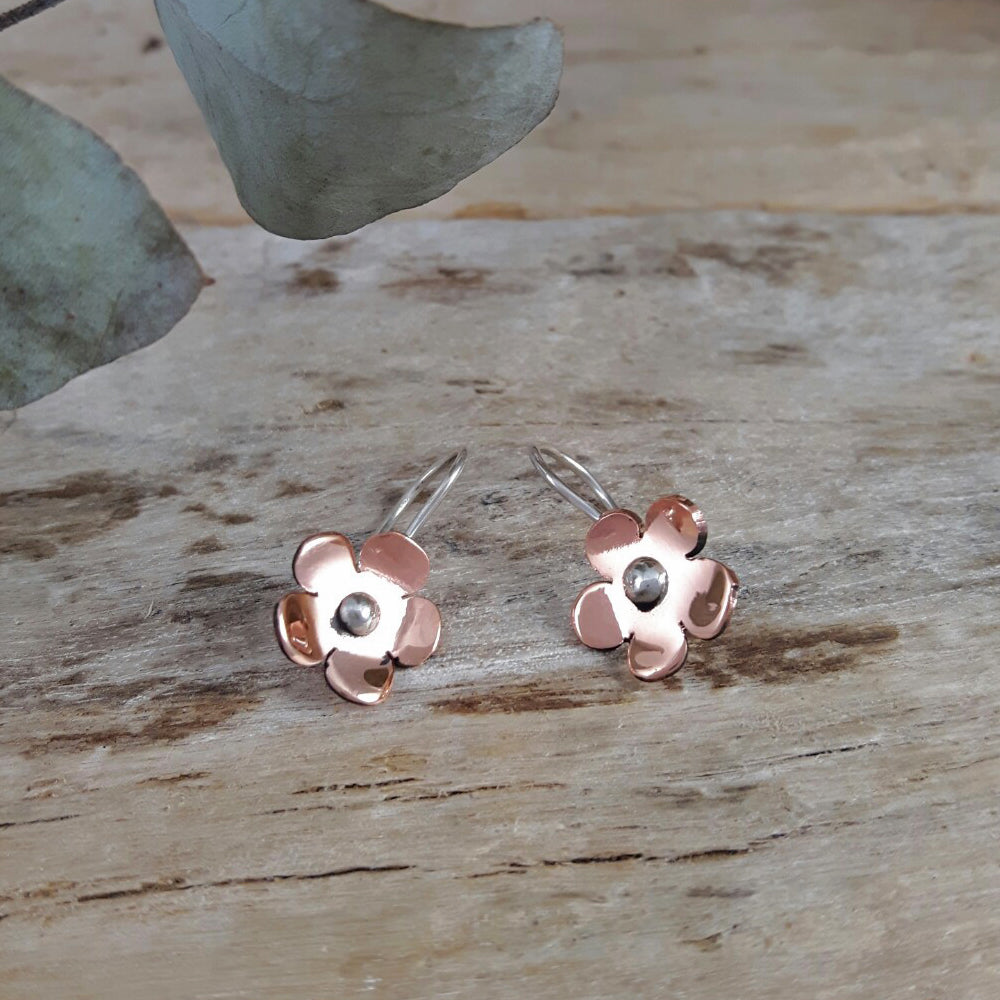 Flora Blossom Copper Flower Drop Earrings