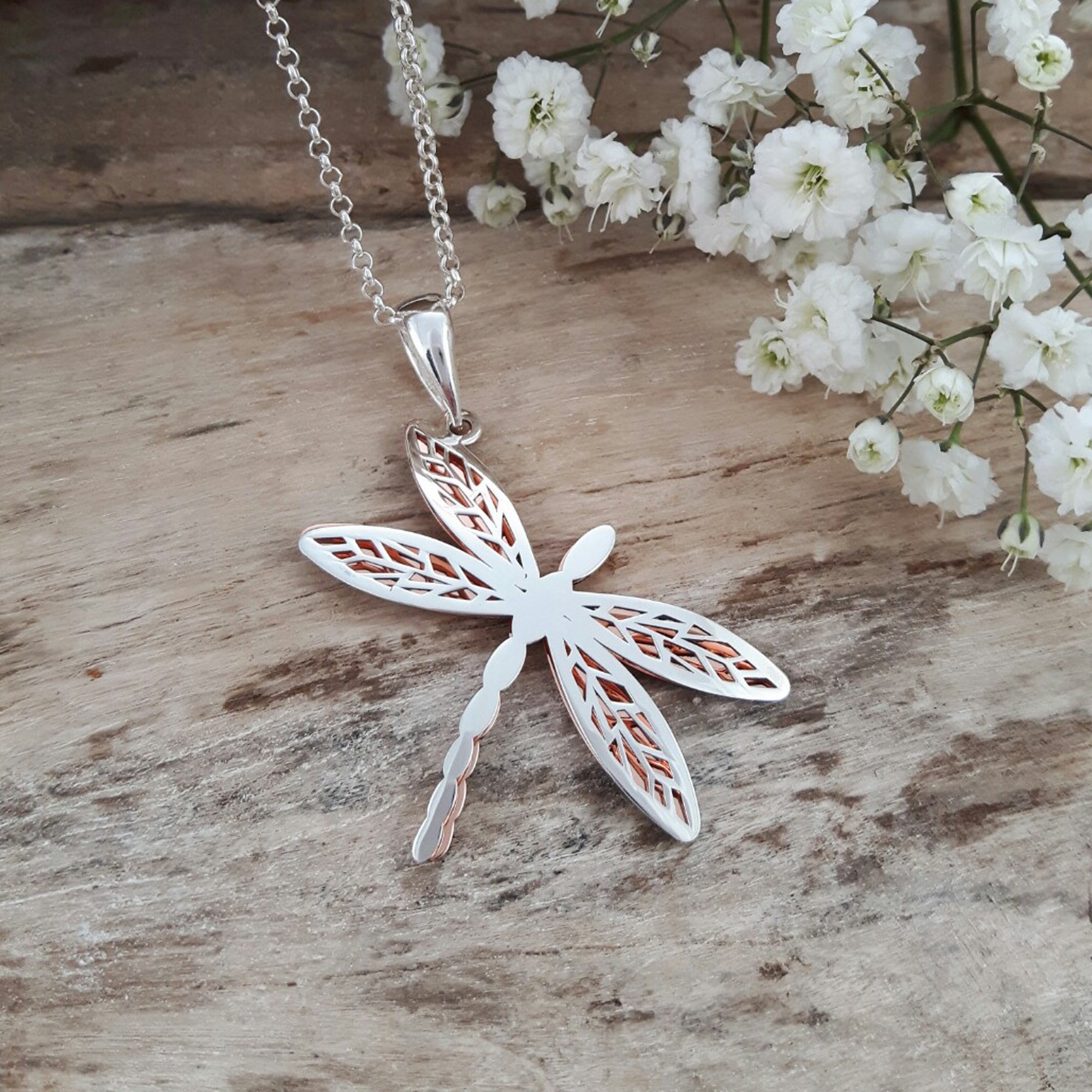 Celtic Dragonfly Silver/Copper Pendant