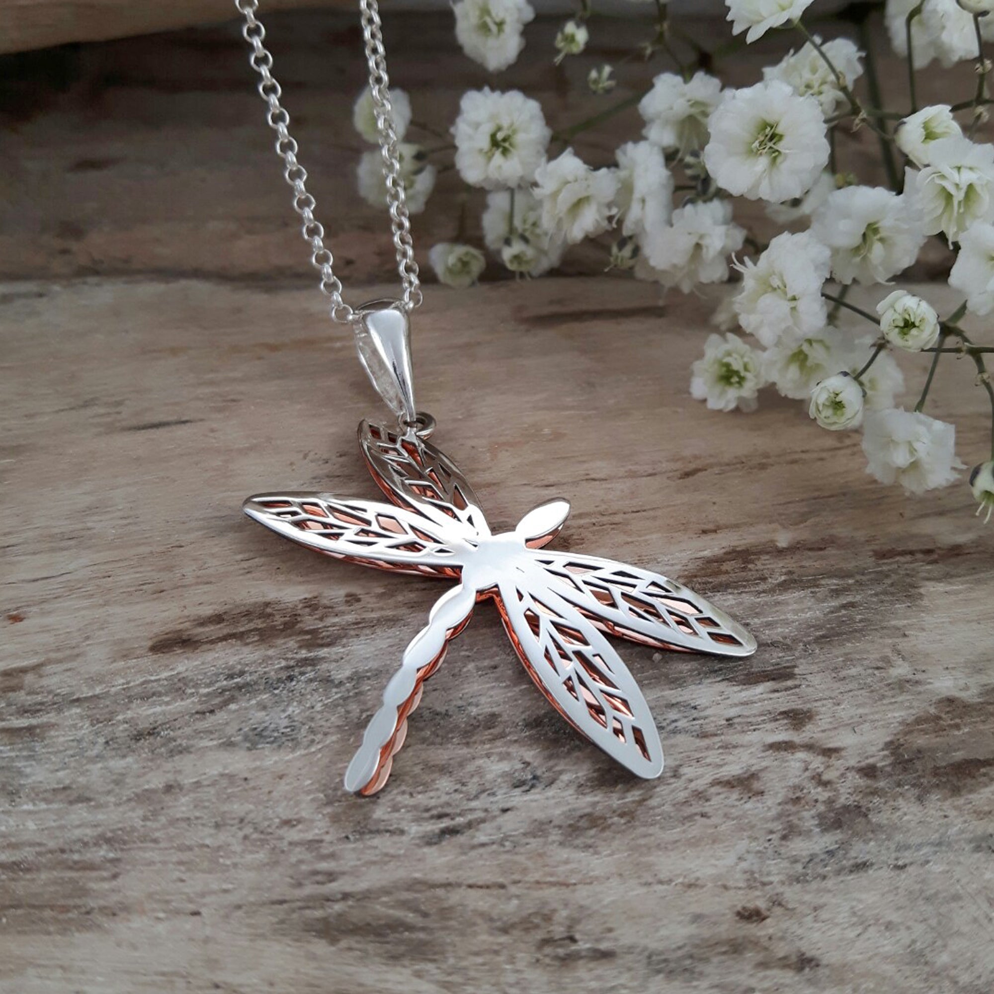 Celtic Dragonfly Silver/Copper Pendant