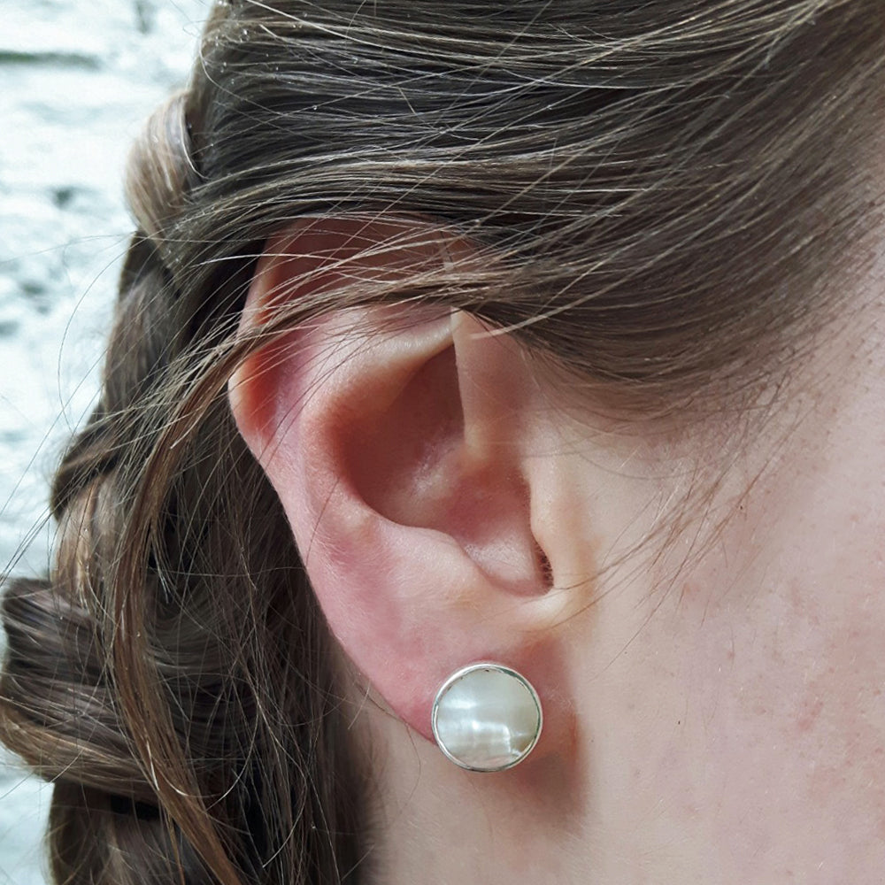 Luna Mother Of Pearl Stud Earrings