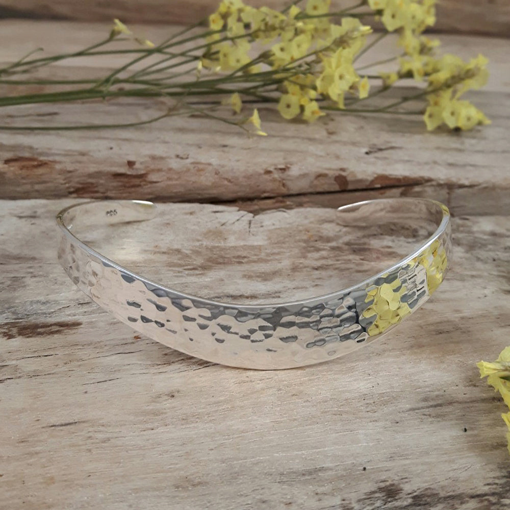 Classic Silver Hammered Medium Cuff