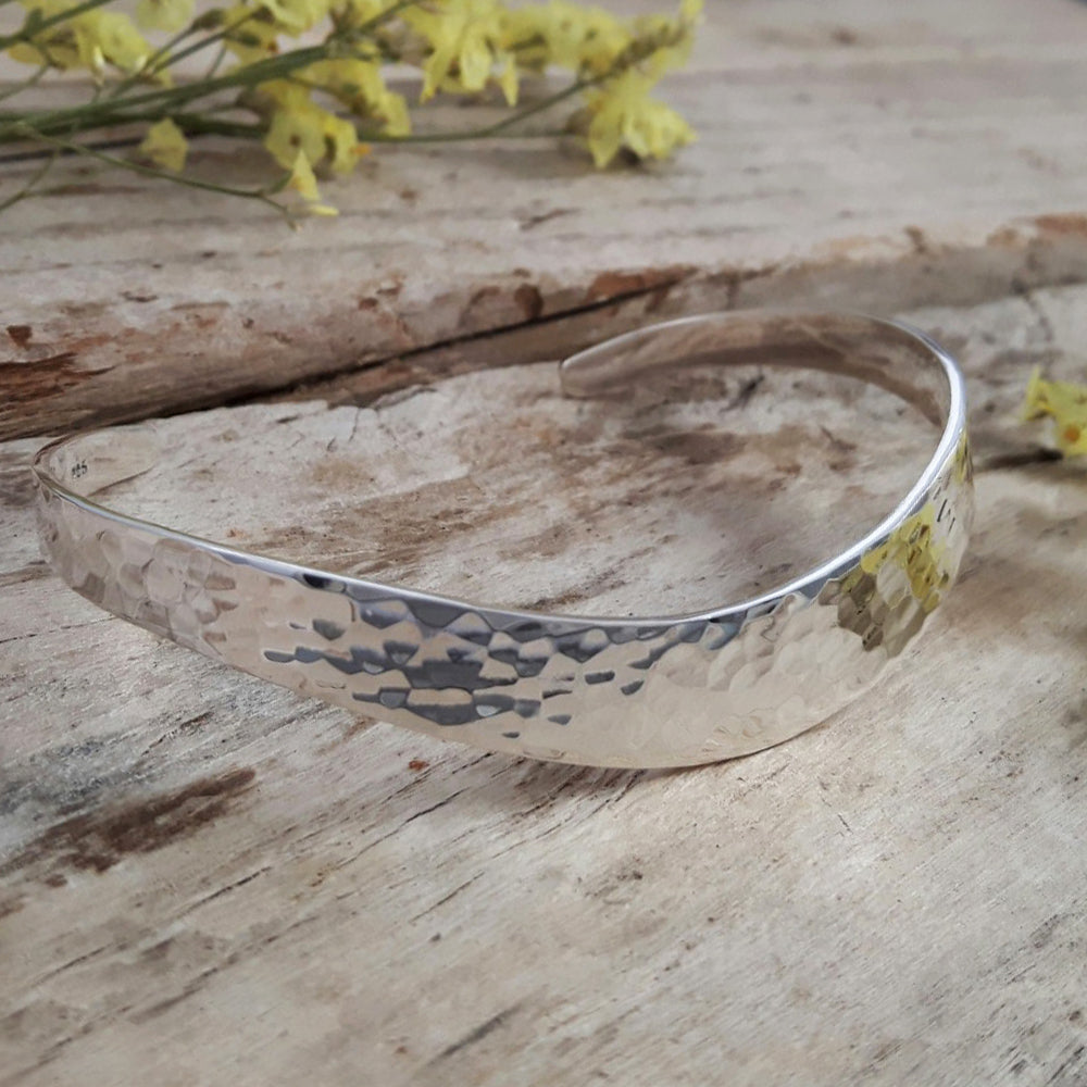 Classic Silver Hammered Medium Cuff