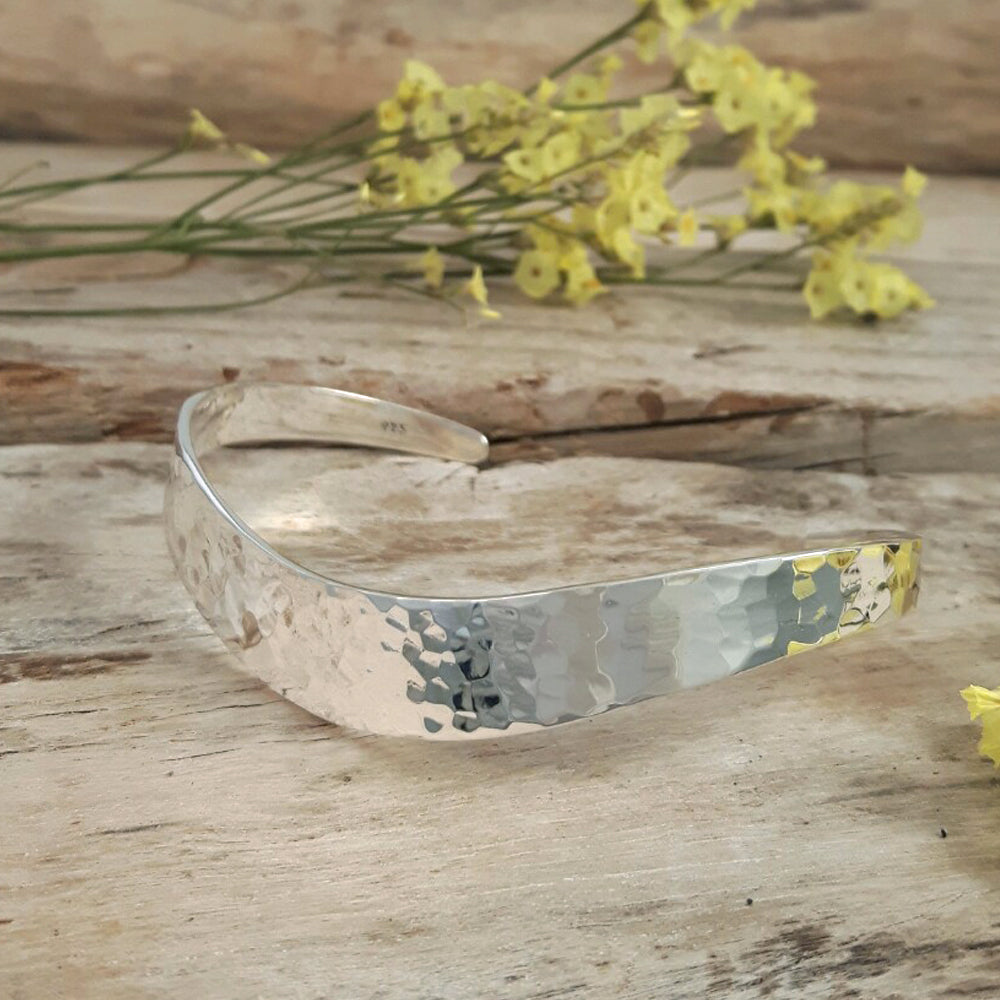 Classic Silver Hammered Medium Cuff