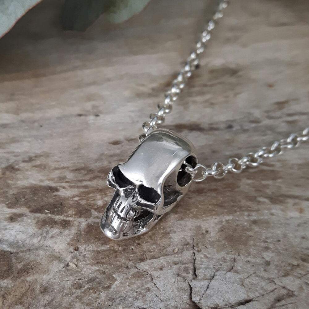 Classic Skull Polished Silver Pendant