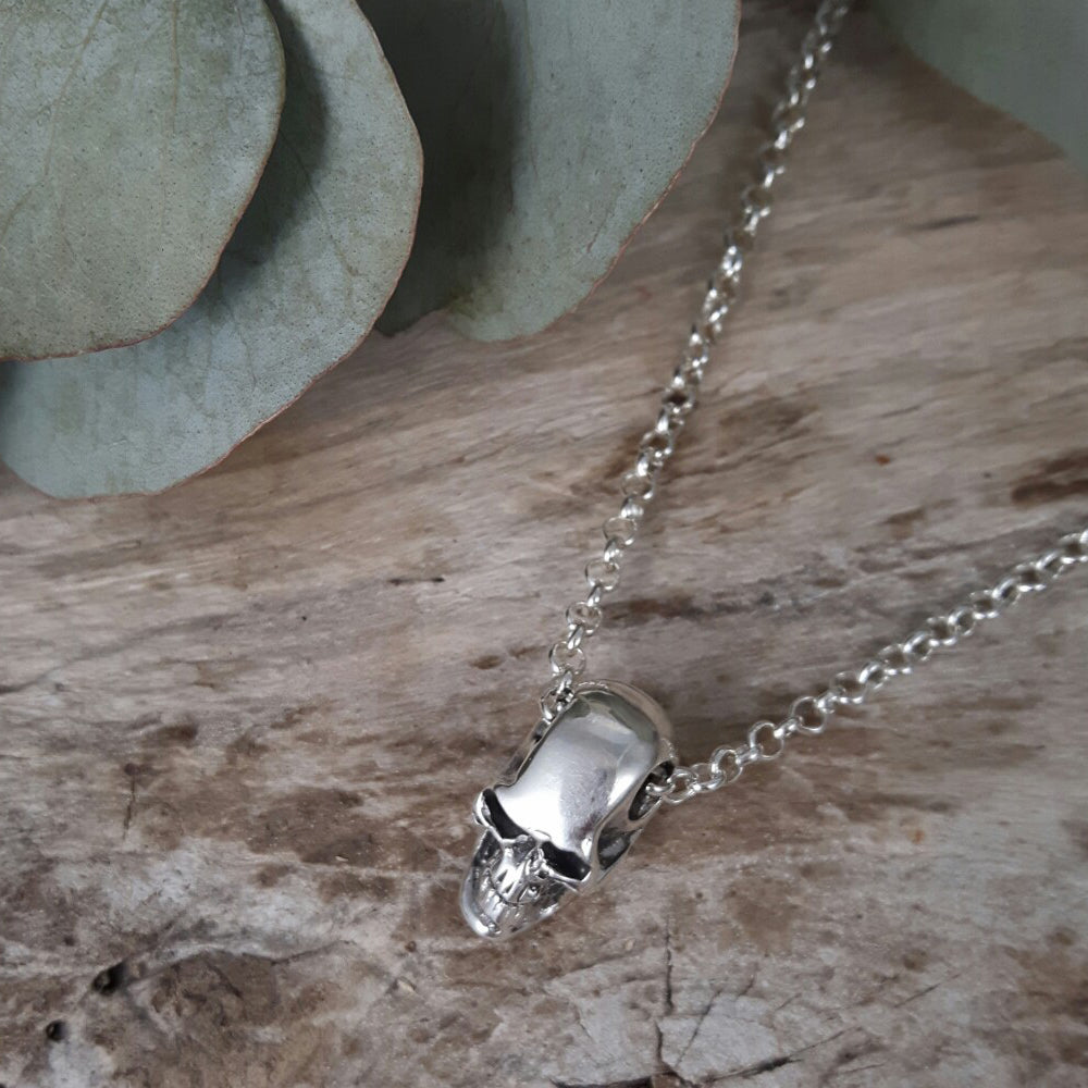 Classic Skull Polished Silver Pendant