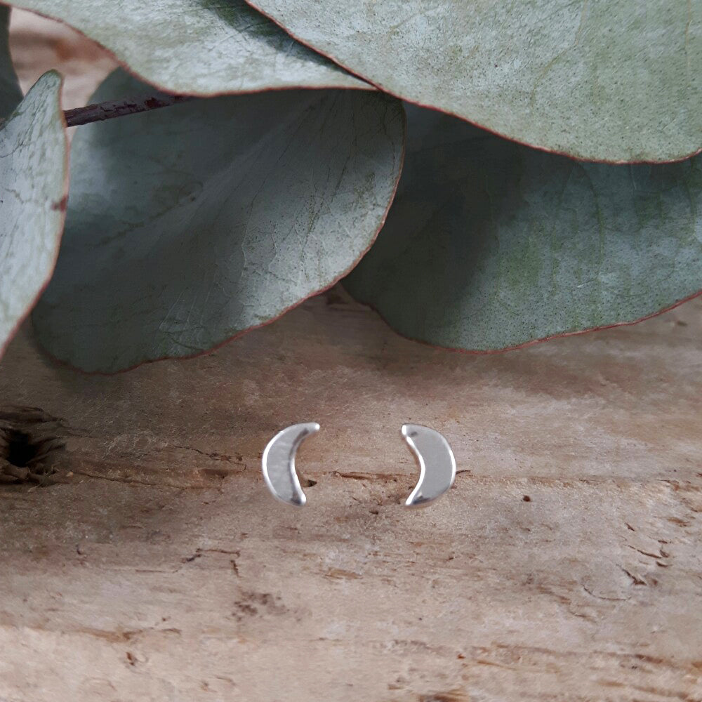 Dainty Moon Polished Stud Earrings