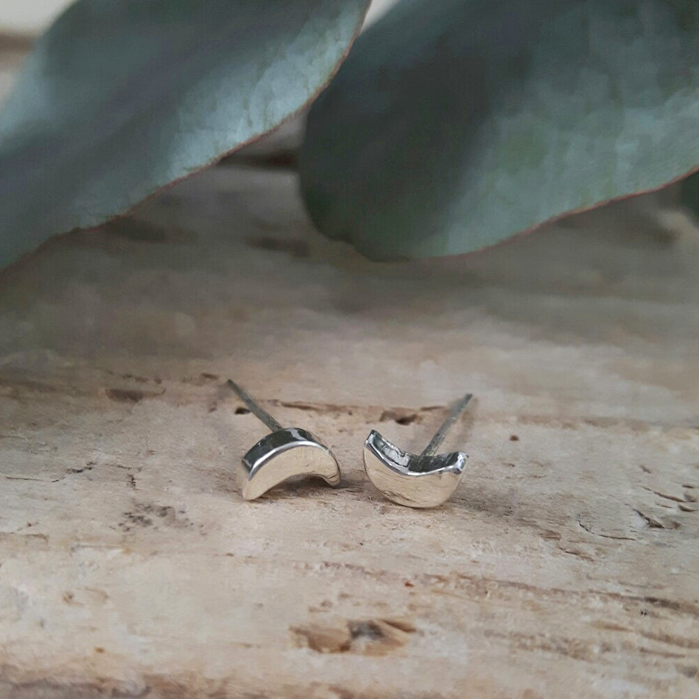 Dainty Moon Polished Stud Earrings