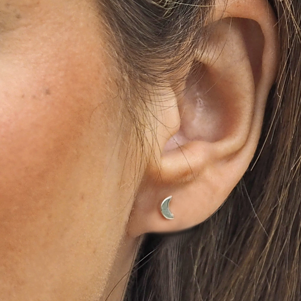 Dainty Moon Polished Stud Earrings