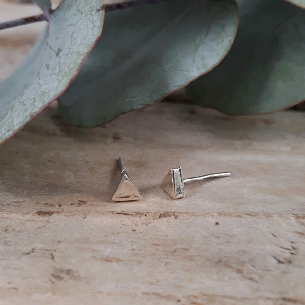 Dainty Triangle Polished Stud Earrings