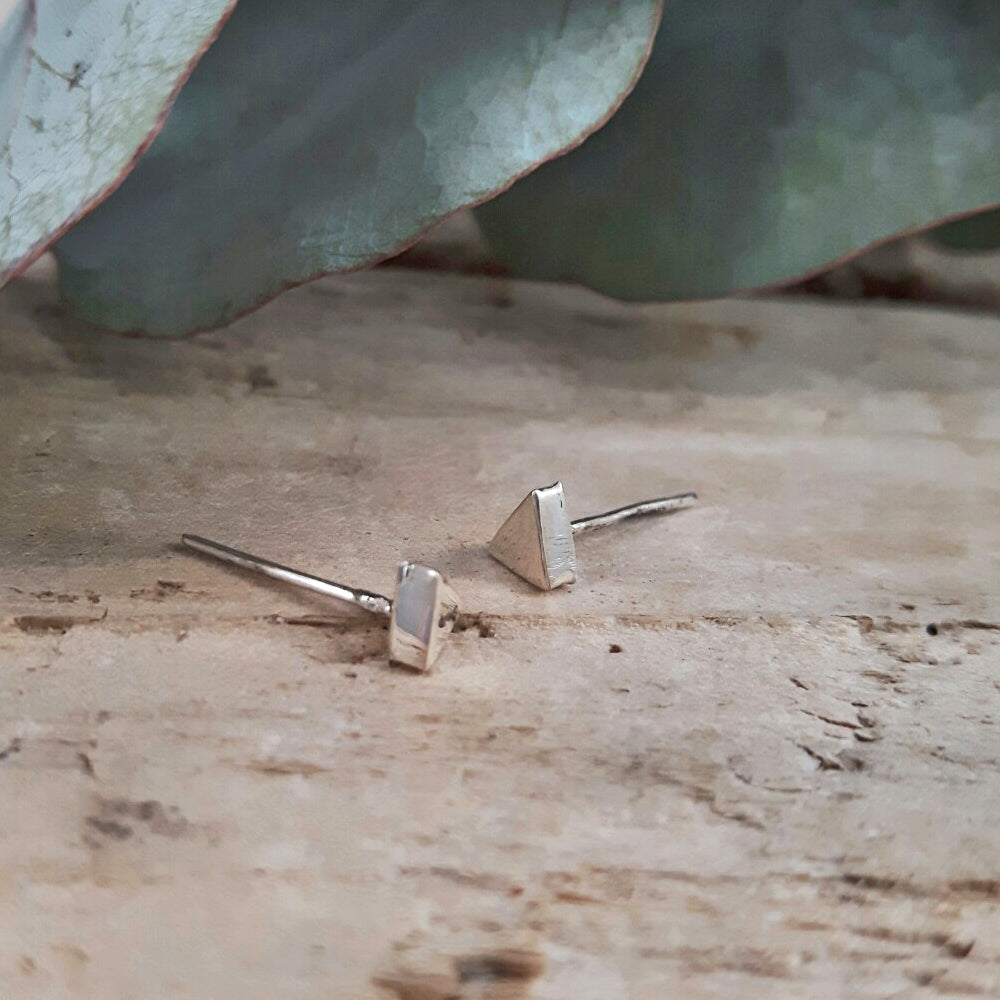 Dainty Triangle Polished Stud Earrings