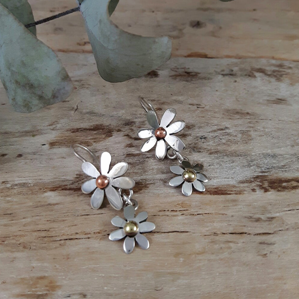 Flora Daisy Chain Double Drop Earrings