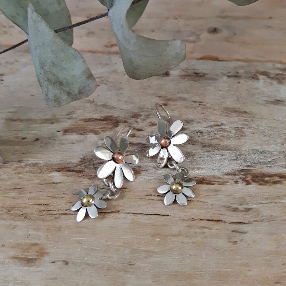 Flora Daisy Chain Double Drop Earrings