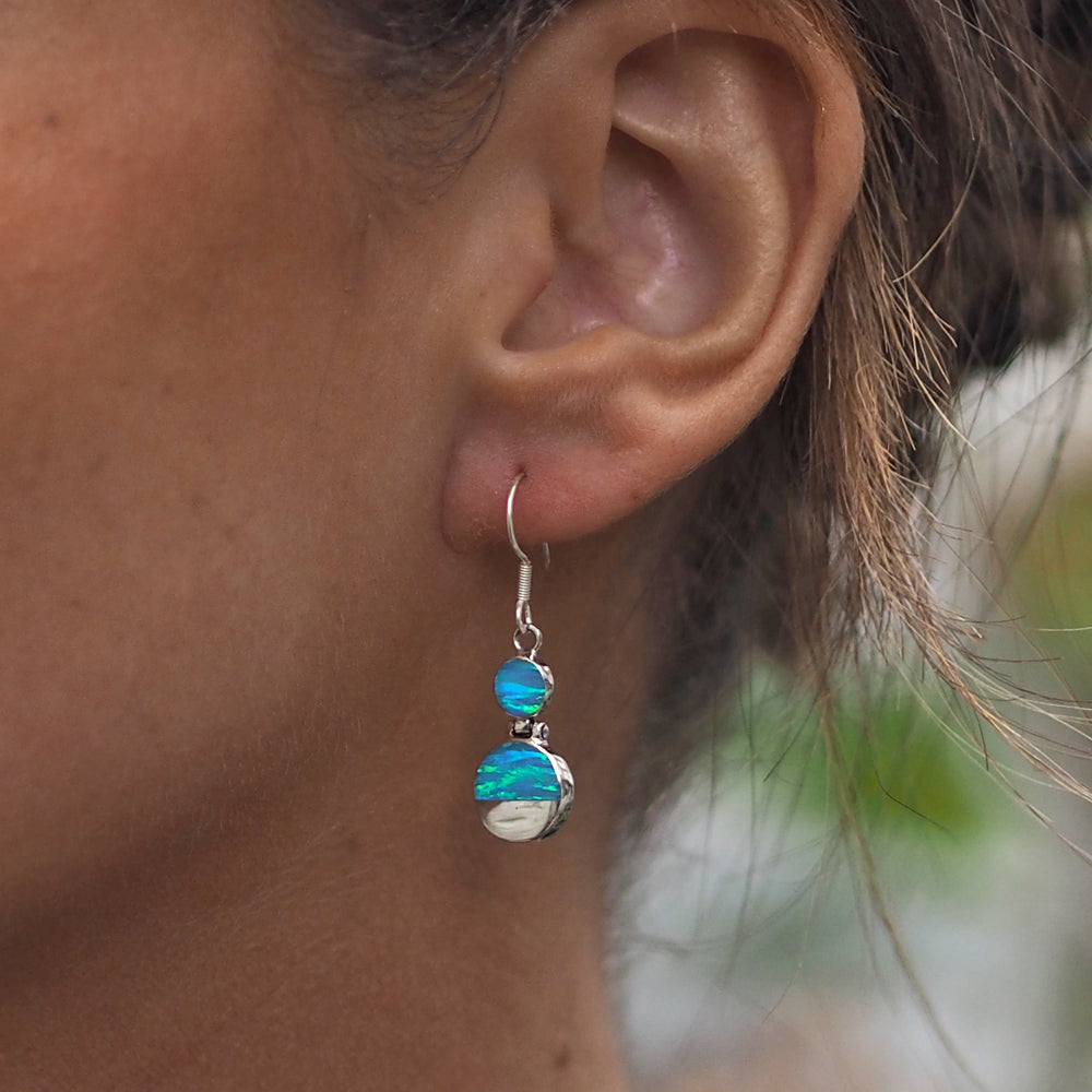 Flinder Turquoise Double Dotty Drop Earrings