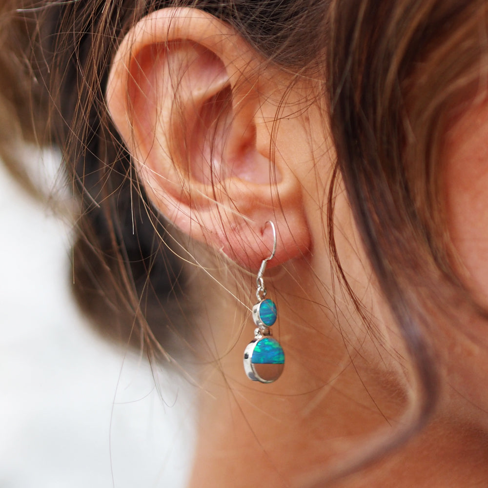 Flinder Turquoise Double Dotty Drop Earrings