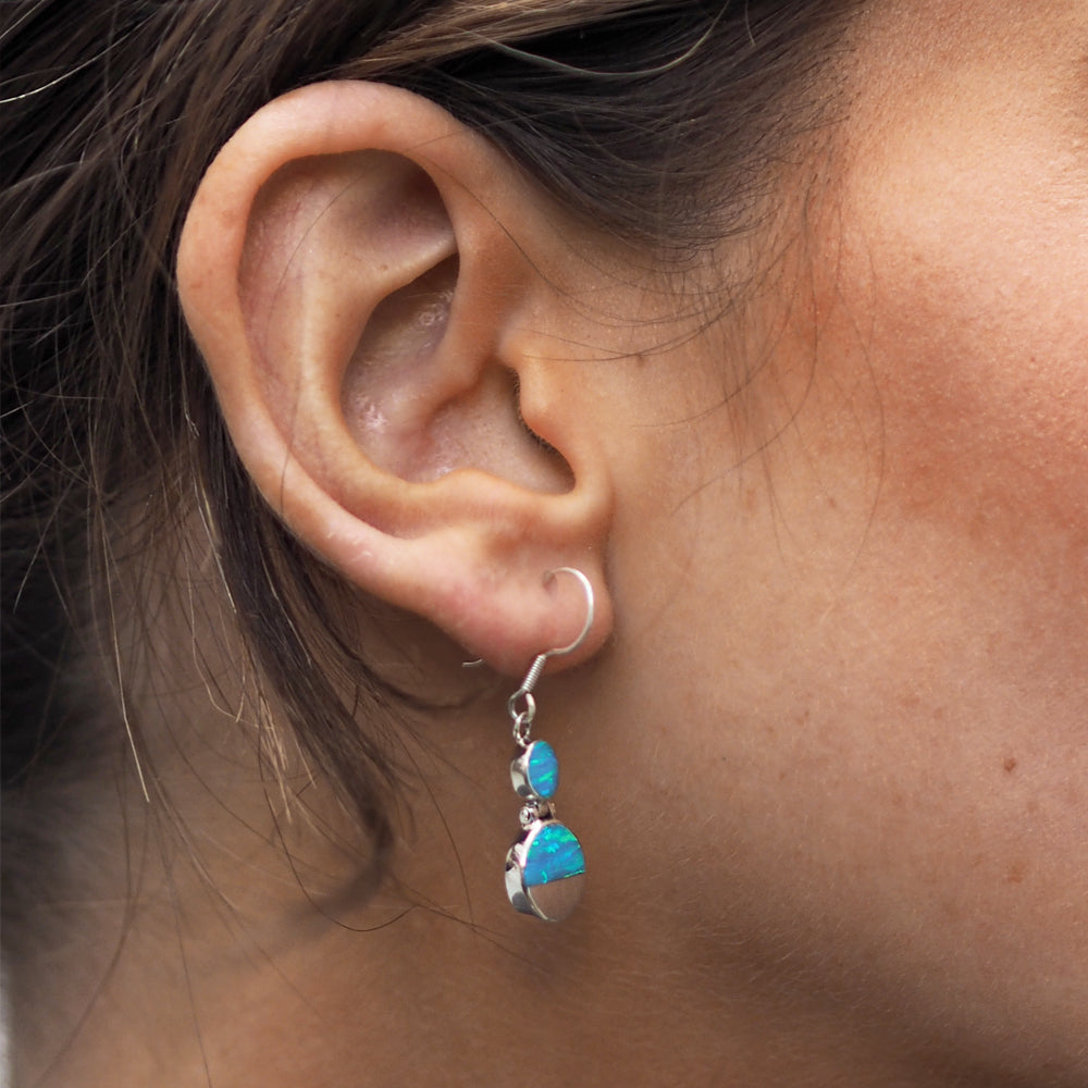 Flinder Turquoise Double Dotty Drop Earrings