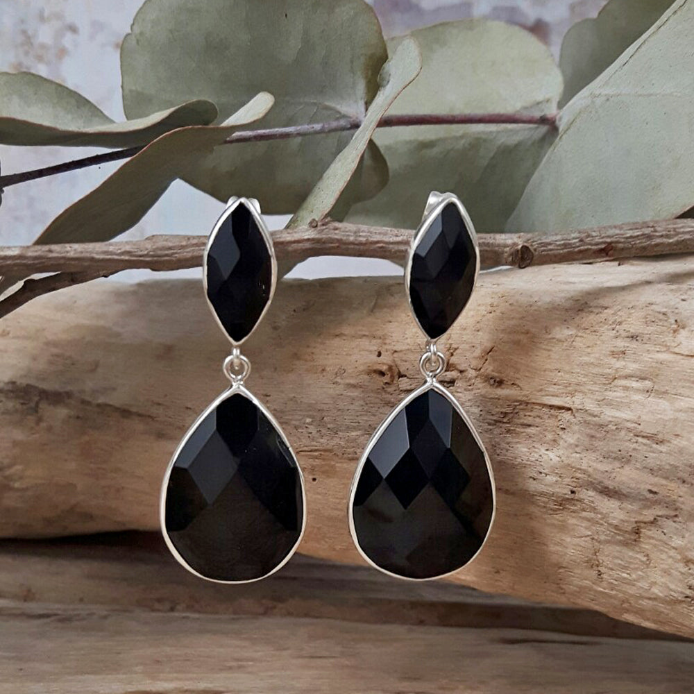 Elegancia Onyx Drop Earrings