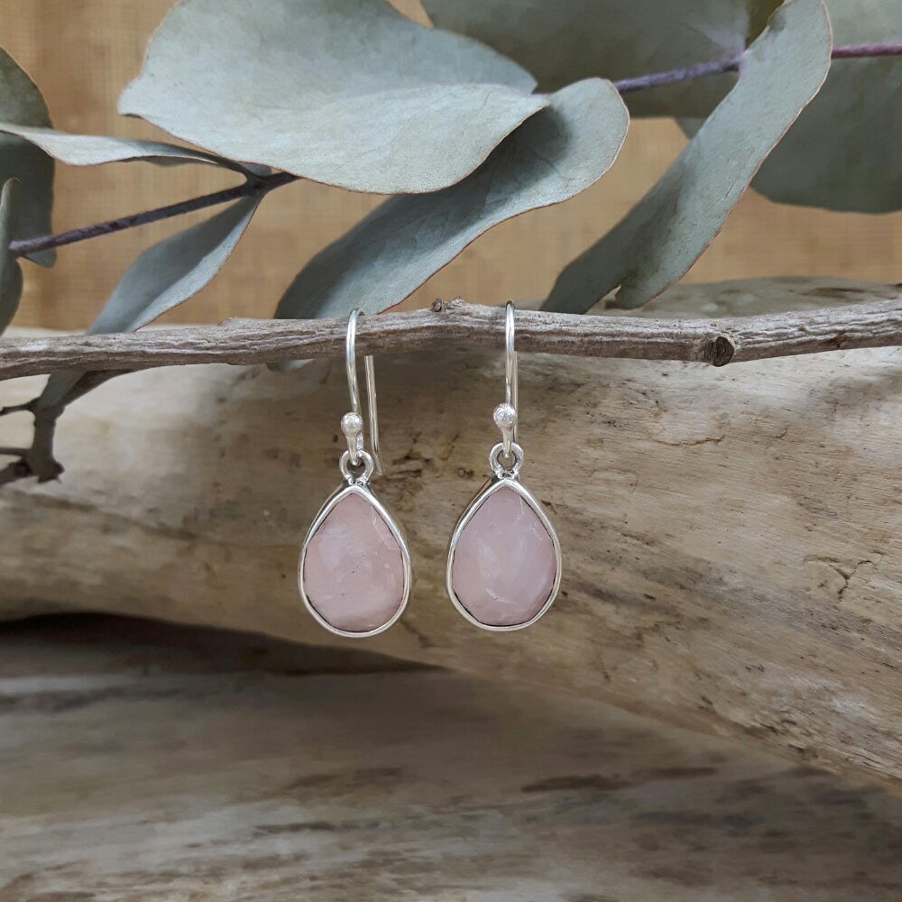 Elegancia Rose Quartz Drop Earrings