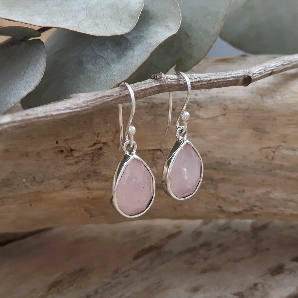 Elegancia Rose Quartz Drop Earrings