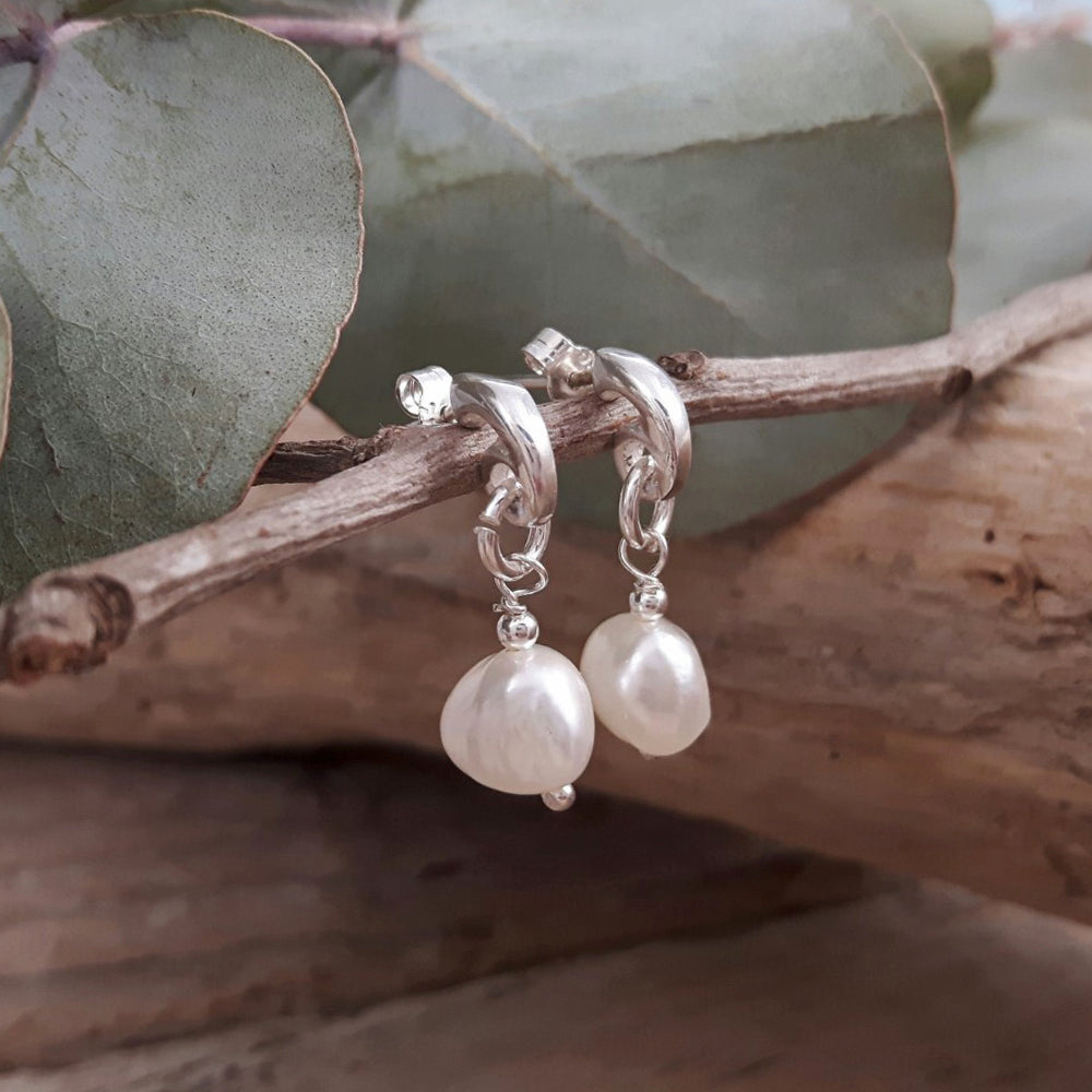 Ella White Pearl Earrings